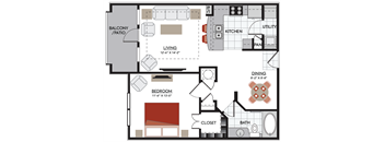 1 bedroom A2 floor plan 2380 Main at Sugarloaf Duluth, GA
