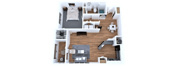 1 bed 1 bath floor plan A at Elevate Eagles Landing Apartments, Georgia, 30281