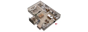 1 bed 1 bath A3 Floor Plan at 1875, College Park, GA, 30349