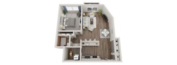 1 bed 1 bath floor plan C at 32Hundred Lenox Apartments , Georgia, 30324