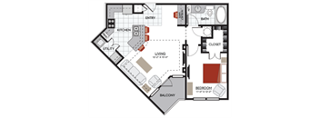 1 bedroom A4 floor plan 2380 Main at Sugarloaf Duluth, GA