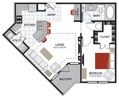 1 bedroom A4 floor plan 2380 Main at Sugarloaf Duluth, GA