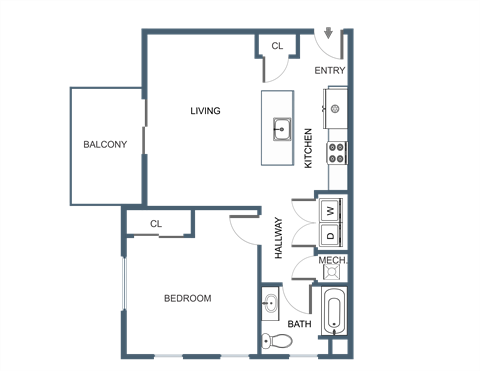 1 Bedroom 1 Bathroom A at Latitude at South Portland Apartment, Maine, 04106
