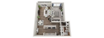 1 bed 1 bath floor plan D at 32Hundred Lenox Apartments , Atlanta, GA, 30324