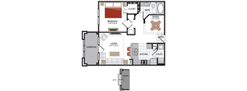 1 bedroom A6 floor plan 2380 Main at Sugarloaf Duluth, GA