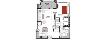 1 bedroom A7B floor plan 2380 Main at Sugarloaf Duluth, GA