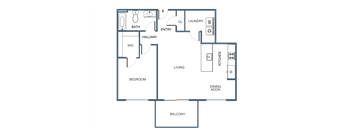1 bed 1 bath A7 Floor Plan at Latitude at South Portland Apartment, Maine, 04106