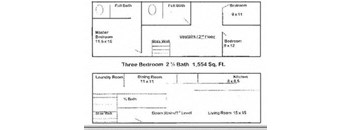 3Bed 2.5 bath floor plan  at The Cleo Apartments, Athens, Alabama