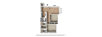 a 3d floor plan of a two-bedroom apartment at Ascend at Stone Mountain, Stone Mountain, GA, 30088