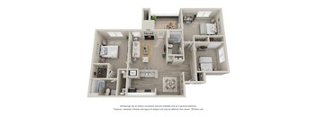 3 bedroom 2 bathroom Aspen floor plan at Amberwood at Lochmere, Charleston, SC