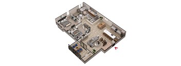 2 bed 2 bath B1 Floor Plan at Parc at 1875, College Park