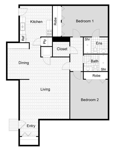 B2 Floor Plan at The Sterling, Texas