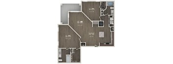 A floor plan of a house with three bedrooms, a living room, a kitchen, and a bathroom.