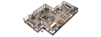 2 bed 2 bath B4 Floor Plan at Parc at 1875, Georgia