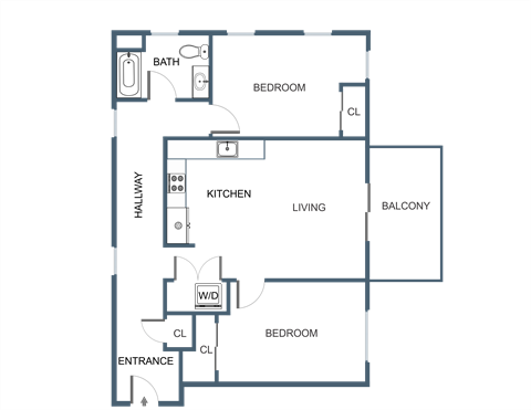 Two Bedroom One Bathroom at Latitude at South Portland, Portland, ME