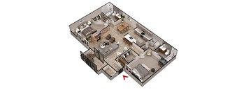 2 bed 2 bathroom B5 Floor Plan at 1875, College Park