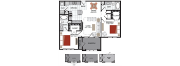 2 bedroom B6 floor plan 2380 Main at Sugarloaf Duluth, GA
