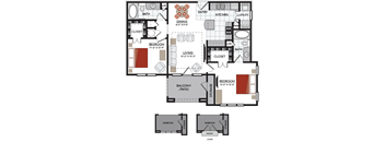 2 bedroom B7B floor plan 2380 Main at Sugarloaf Duluth, GA