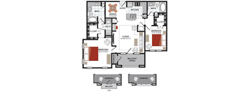 2 bedroom B8 floor plan 2380 Main at Sugarloaf Duluth, GA