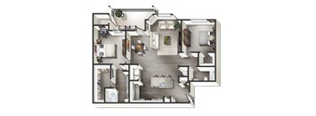 2 bedroom 2 bath Torino Floor Plan at Century Belmont Station, Kentucky