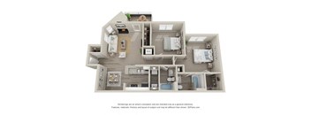 2 bedroom 2 bathroom Birch floor plan at Amberwood at Lochmere, Charleston, SC