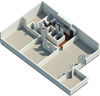 Bradley Square Apartments, North Charleston South Carolina, 2x1 with den 3D floorplan