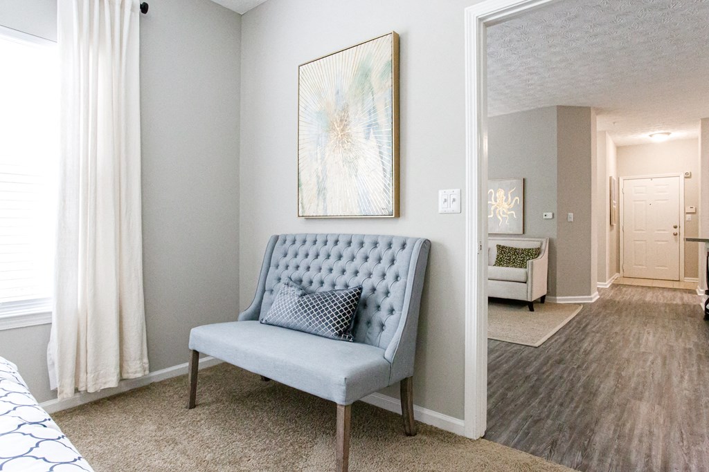 Brodick Hills 2 bedroom model bench with view of living room