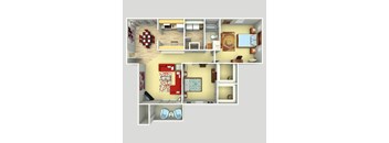 2 Bed 2 Bath Floor Plan at Magnolia Place at Stockbridge Apartments, Stockbridge, 30281