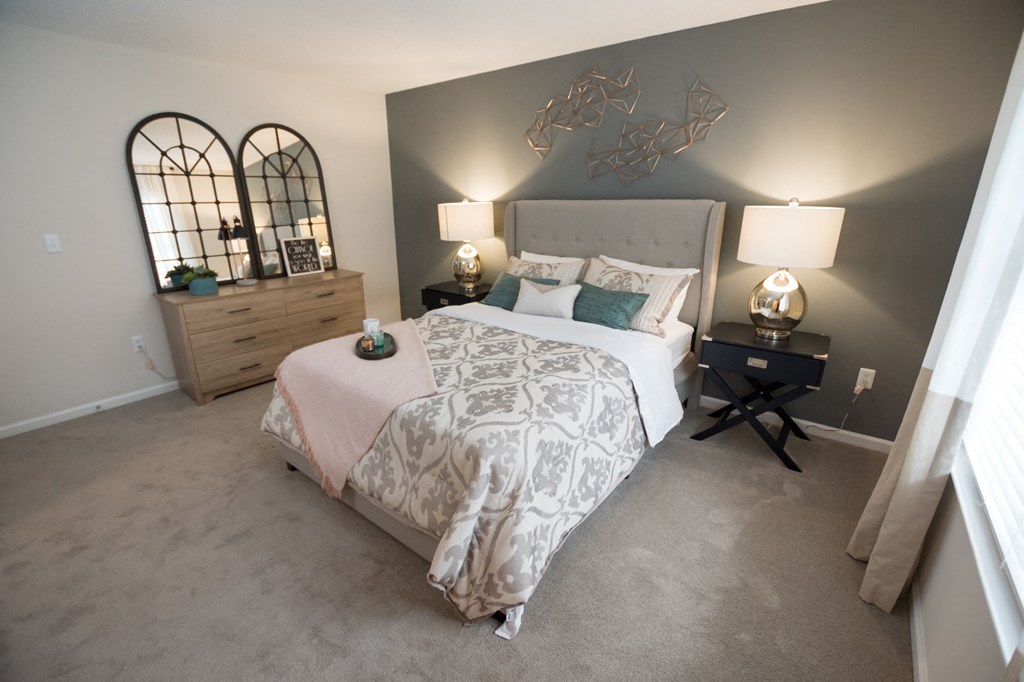 model apartment bedroom at Palmetto Place, Fort Mill South Carolina