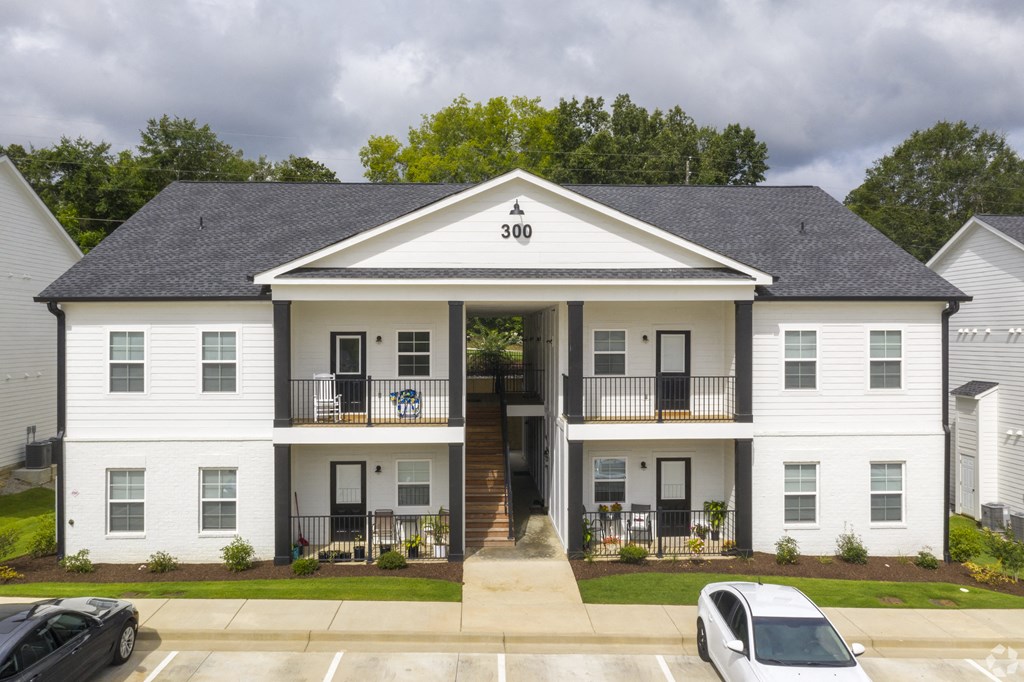 Exterior building with patios and balconies at Highland Hills Apartments in Grovetown, Georgia