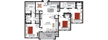 3 bedroom C1 floor plan 2380 Main at Sugarloaf Duluth, GA