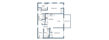 C10 Two Bedroom Two Bathroom Floor Plan at Latitude at South Portland Apartment, Maine, 04106