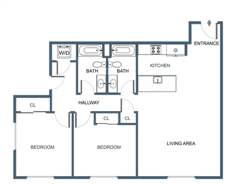 C12 2 bedroom 2 bathroom at Latitude at South Portland Apartment, Maine, 04106