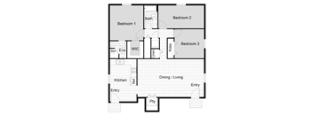 3 Bed 2 bath Floor Plan at The Sterling, Corpus Christi, Texas