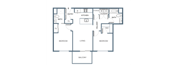 C4 Two Bedroom Two Bathroom Floor Plan at Latitude at South Portland Apartment, Maine, 04106
