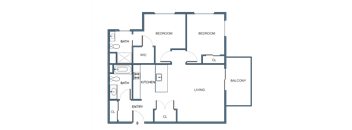 C6 Two Bedroom Two Bathroom Floor Plan at Latitude at South Portland Apartment, Maine, 04106