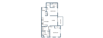 C8 Two Bedroom Two Bathroom Floor Planat Latitude at South Portland Apartment, Maine, 04106