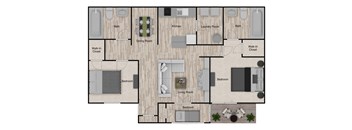 The Gardenia floor plan  1278 sq ft