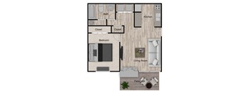 The Maple floor plan 600 sq ft