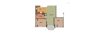 a floor plan of a 2 bedroom 1 bath at Carisbrooke at Manchester Apartments, New Hampshire, 03102