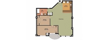a floor plan of a house with a bedroom and a living room at Carisbrooke at Manchester Apartments, Manchester, 03102