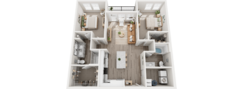 The Paris 2 bed 2 bath Floor Plan at Century Mundy Mill Apartments, Georgia 30566