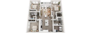 The Athens 3 bed 2 bath Floor Plan at Century Mundy Mill Apartments, Oakwood, GA