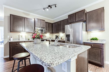 Fitted Kitchen With Island Dining at Century Autumn Wood Apartments, Murfreesboro, 3712