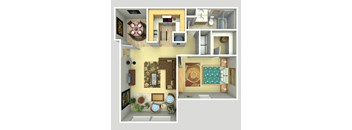 1 Bedroom 1 Bath Floor Plan at Magnolia Place at Stockbridge Apartments, Stockbridge, Georgia