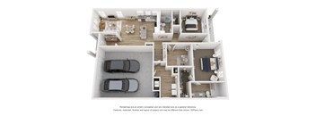 a schematic of a 3 bedroom floor plan with a car in the garage