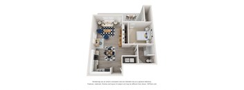 Spacious 1 bedroom 1 bathroom floor plan at Congaree Villas apartments,