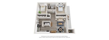2 bedroom 1 bathroom apartment floor plan at Congaree Villas, West Columbia, SC