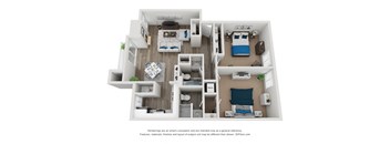 2 bed 2 bath B2 floor plan at Spalding Vue Apartments, Peachtree Corners, Georgia