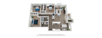 3 bed 2 bath C1 floor plan at Spalding Vue Apartments, Peachtree Corners, Georgia